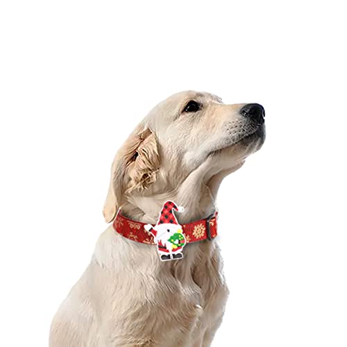 Christmas Winter Snowflake Holiday Dog Collars With Cute Gonk Gnome Decor ,Adjustable New Years Dog Collar For Medium Large Dogs #TOP2