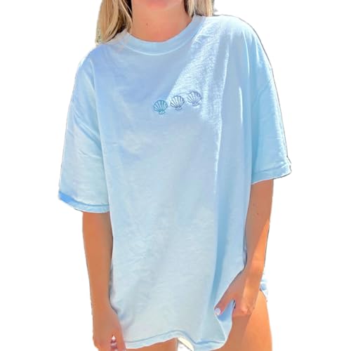 Women Teen Girls Hawaii Hibiscus Oversized Graphic T Shirt Y2k Short Sleeve Crew Neck Loose Fit Coastal Tees Summer Beach Preppy Retro Baggy Top