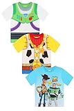Disney Toy Story - Paquete de 3 camisetas para niños y niñas, diseño de Woody Buzz Lightyear, multicolor, 2-3 años