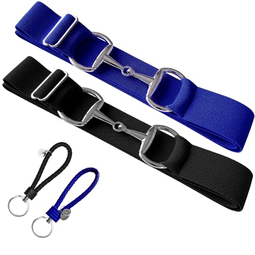 Image of Huaerle 1.5 inch Elastic Equestrian Belt with Bit Buckle and Leather Key Strap