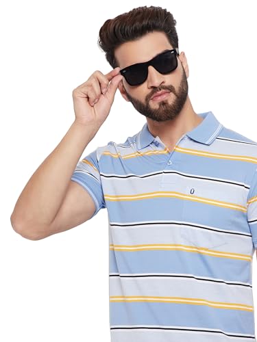 Image of UNIBERRY Men's Cotton Blend Half Sleeve Printed Polo Neck T-Shirt Has A Short Sleeve & Pocket On ChestBZRMT6-MR