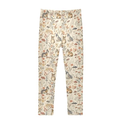 Girls' Athletic Leggings Ankle Length Yoga Dance Pants Kids Teen 4T Retro Mushroom Rabbit