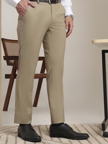 Image of SaintX Men's Premium Stretchable Formal Trouser with Techno Flex Waistband | Slim Fit Pants | Italian Design | Office Wear /Executive Wear