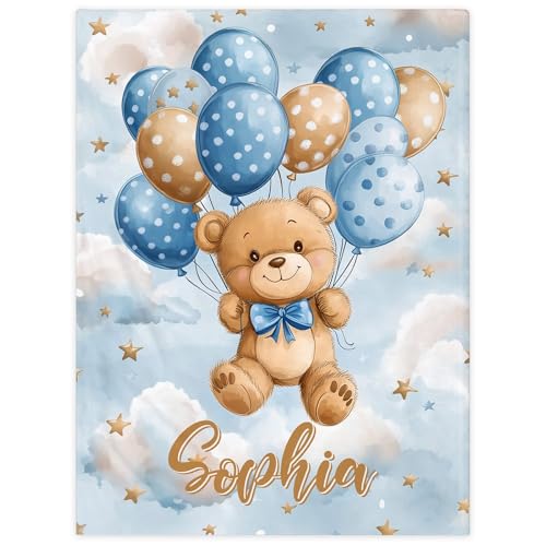 SearchI Couverture Bébé Personnalisée, Couverture de Bébé Éléphant Doux, Douce et Confortable Couvre-lit, Cadeau pour Anniversaire de Enfant, Noël