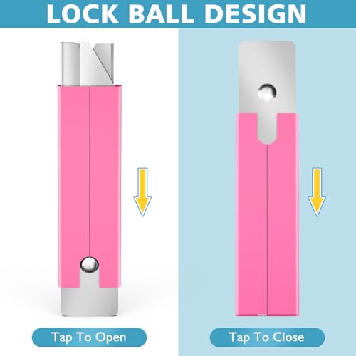 Image of DIYSELF 24 Box Cutter, Utility Knife Retractable, Mini Utility Knife with Single Edge Razor Blades, Small Box Cutters Bulk for Home, Office (Pink)