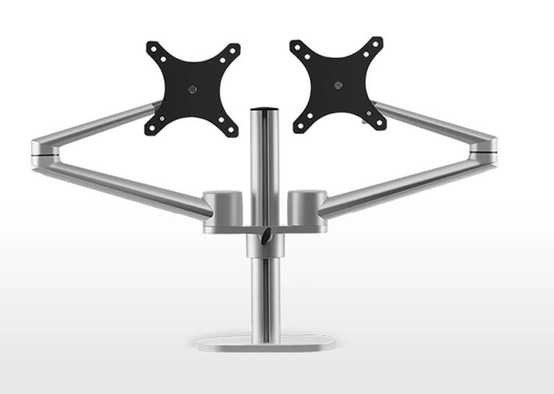 Support de moniteur double écran OL-2 argent en aluminium réglable pour bureau