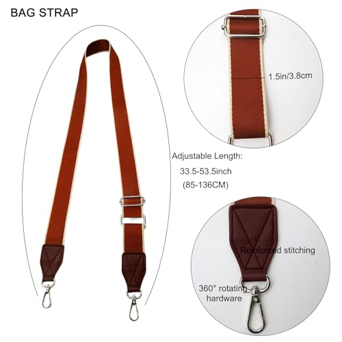 Correa ajustable roja de 3.8 cm para bolso cruzado y cámara con detalles de cuero marrón 2