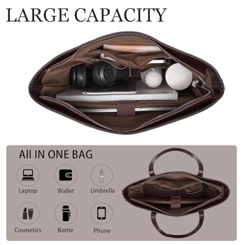 Bolso Tote de cuero para mujer, grande con múltiples bolsillos miniatura 4