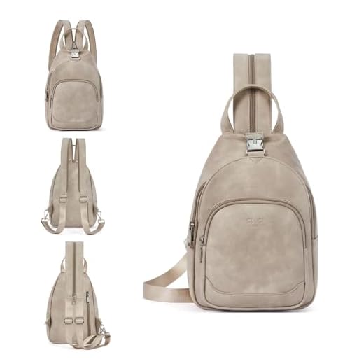 CLUCI Mochila tiracolo feminina de couro - Bolsa transversal conversível pequena para viagens, 1-3 cinza, Compacta ou clássica