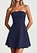 PRETTYGARDEN Women's Strapless Mini Summer Dress 2026 Spring A Line Tube Top Wedding Guest Cocktail Party Short Dresses(Navy Blue,Medium)