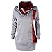 Produktbild KIMODO Pullover Damen, Herbst Lang Knopf Gedruckt Kapuzenpullover Kapuzenjacke Hoodie Schwarz Rosa Grau (Grau-C, 5XL)