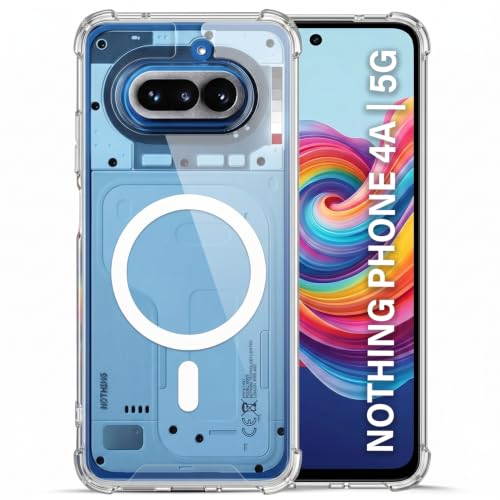 Image of TRUEUPGRADE Back Cover for Nothing Phone 4A | Mag-Safe Printed Transparent Case | Hard PC Back + Soft TPU Bumper | Magnetic Print Shockproof Protective Cover | Crystal Clear