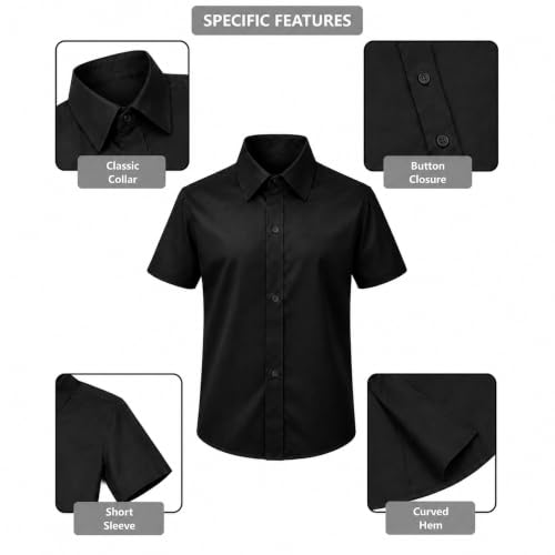 Image of Lilax Boys Classic Short Sleeve Button Down Casual Solid Dress Shirt