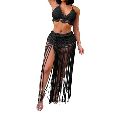 Traje de baño de ganchillo para mujer vestido de playa calado con diseño hueco