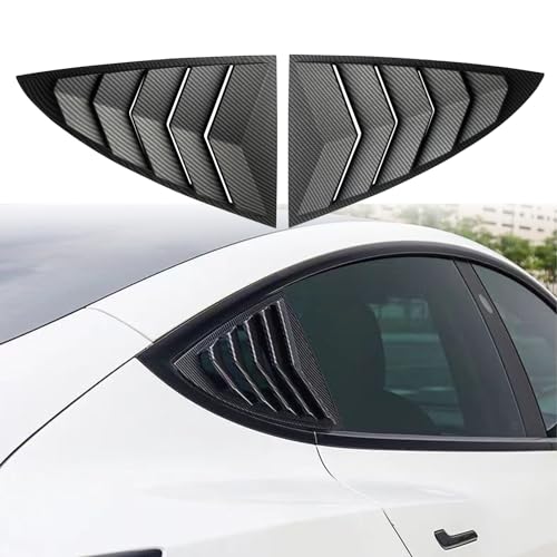 YHCDSEA for Model 3 Rear Side Window Shutter Cover Louver Sport Style Cool Exterior Decoration fit for Tesla Model 3 2017-2026 Accessories (Matt Carbon Fiber Pattern)
