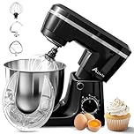 Alivio 5L Stand Mixer 1500W Heavy Duty Kitchen Mixer, 10+P Speed Control, Compact Electric Food Mixer with Dough Hook, Flat Beater & Whisk, Stainless Steel Bowl for Baking, Kneading & Whipping (Black)