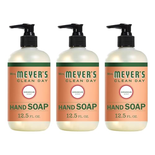 Mrs Meyers Hand Soap Geranium 12.5 Ounce Pump (370ml) (3 Pack)