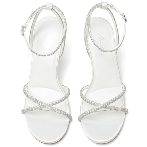 Image of Mostrin Strappy Heels for Women Ankle Strap Heels Women's Heeled Sandals for Party Prom Wedding