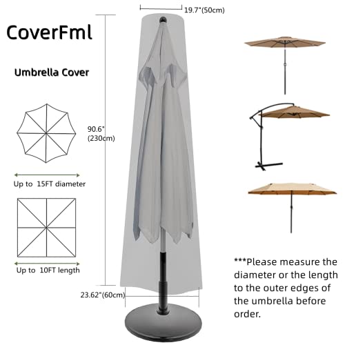image for CoverFml Patio Umbrella Cover-420D Waterproof Outdoor Umbrella Cover-F