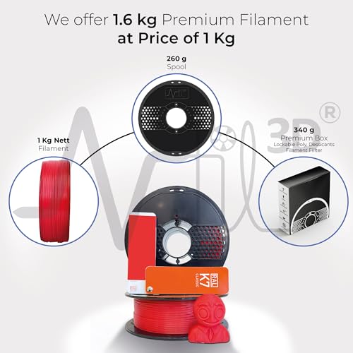 Image of NFIL3D 1.6KG PETG+ Strawberry RED 3D Printer Filament | Filaments for 3D Printer| 1.75mm| Accuracy - + /- 0.015mm | 1000g 3D Filament, 250g Spool & 350g Packaging Weight (Total Weight 1.6KG)