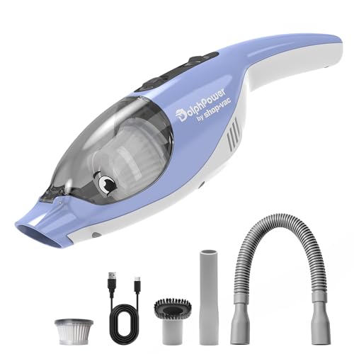 Image of Shop-Vac DolphPower Handheld Vacuum Cordless, Powerful Portable Car Vacuum Rechargeable, Hand Vac with Multiple Nozzles, Lightweight Hand Vacuum for Home & Car, Washable Filter, Blue