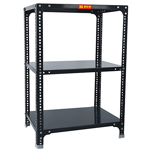 Image of SMR Prime CRC Sheet 24 Gauge Multipurpose Slotted Angle Rack with 3 Shelf For Home, Office & Industry - (30x30X18 In, 10.4 Kg | 16 Gauge Angle-Grey)