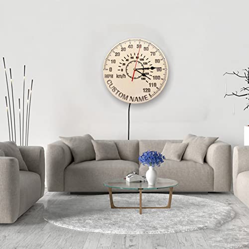 Souleather Custom Speedometer Clock, Speedometer Neon Sign, Car Service Wall Clock, Speedometer Light Up Sign, Wall Art, Personalized Car Dashboard Gauge Clock Neon Light, Gift For Him, 30Cm #TOP5