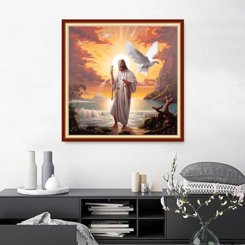 Image of Joyhoor Cross Stitch Kits for Beginners Stamped Cross-Stitch Supplies Needlework preprint Embroidery Kits for Adults DIY Needlepoint Kits Embroidery Patterns 11CT-Jesus' Prayer 18.x18 inch