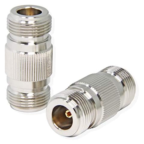 N Female to N Female, 2-Pack N Barrel Coupler Adapter, 50 Ohm Double Female Connector for Wilson Cell Booster, WiFi Antenna, CB Radio, Analyzer Cover