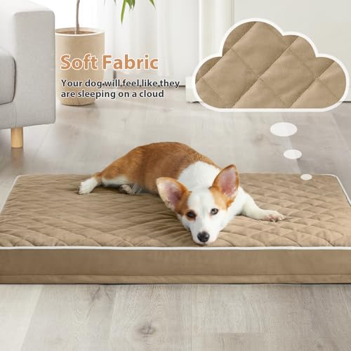 Image of WNPETHOME Orthopedic Dog Bed for Crate, Waterproof Extra Large Dogs Bed with Removable Washable Cover, Multi-Needle Quilting Dogs Crate Beds
