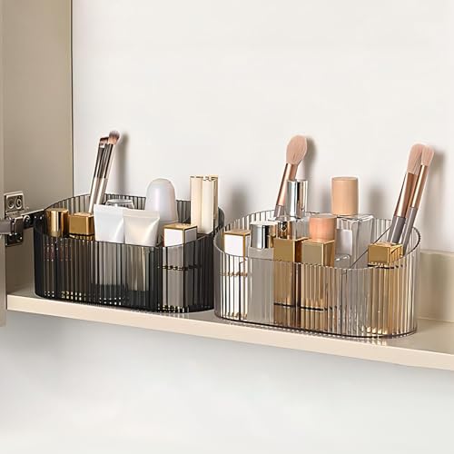 DASITON Organizador de Maquillaje,Organizador de Brochas con 5 Compartimentos,Almacenamiento de Cosméticos Acrílico de Gran Capacidad,Organizador Cosmeticos para Pinceles,Lápiz Labial(Gris) - imagen 2