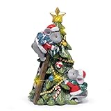 Hodao Christmas Mouse Figurine Tree Decor – Hand-Painted Resin with Glitter, Ladder, Star Topper, Candy Ornaments, Garland – Indoor Holiday Tabletop Statue for Home, Bedroom, Office, Winter Gift
