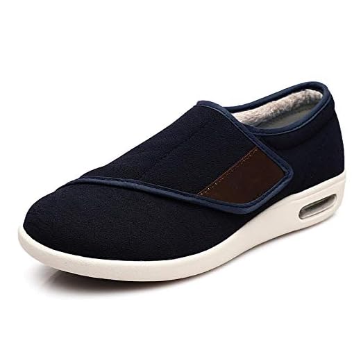 B/H Einstellbare Weiche Schuhe,Herbst und Winter Plus samtige warme Schuhe Plus Dünger rutschfeste Klettschuhe - Fasertuch Blue_42,Extra Breite Diabetiker-Schuhe Herren