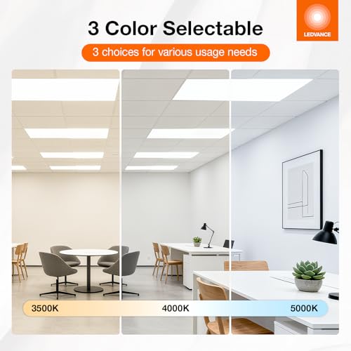 LEDVANCE 2x4 Dual Selectable Backlit Panel, LED Panel Lights 30W / 35W / 45W, 3 CCT Select 3500K / 4000K/ 5000K, 3300/3850/5000 LMS, Dimmable - 1 Pack (62699) by LEDVANCE - Image 2