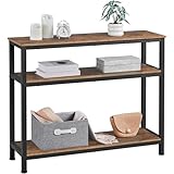 Yaheetech Industrial Console Table, 3 Tier Entryway Table with Storage Shelves, Narrow Sofa Tables for Living Room, Foyer, Hallway, Entrance, Metal Frame, Rustic Brown