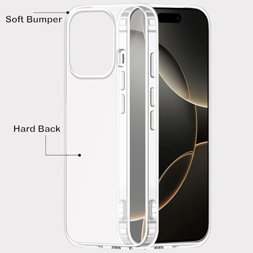 Image of amazon basics Compatible with iPhone 16 Pro Case Cover Transparent Non-Slip Hard PC Shockproof Bumper Protective Back Cover - Clear