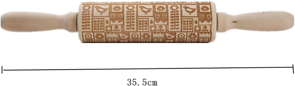 Embossing Rolling Pin for Baking Wooden Clay Roller for Creative Pastry Designs