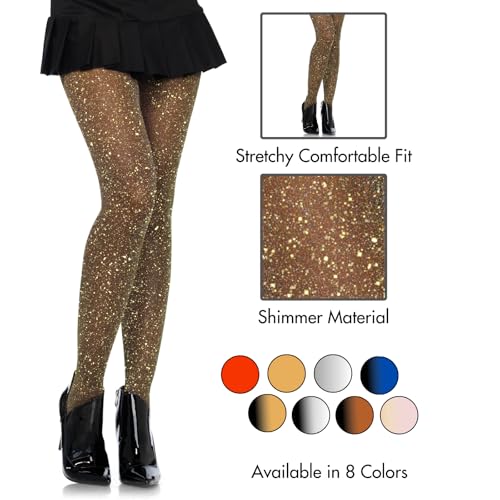 Image of Leg Avenue Women's stretchy High Waist Lurex Shimmer Tights With Metaillic Fiber Shine