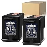 Sunnieink Remanufactured Ink Cartridge Replacement for HP 61XL 61 XL Black 2 Pack in Envy 4500 5530...