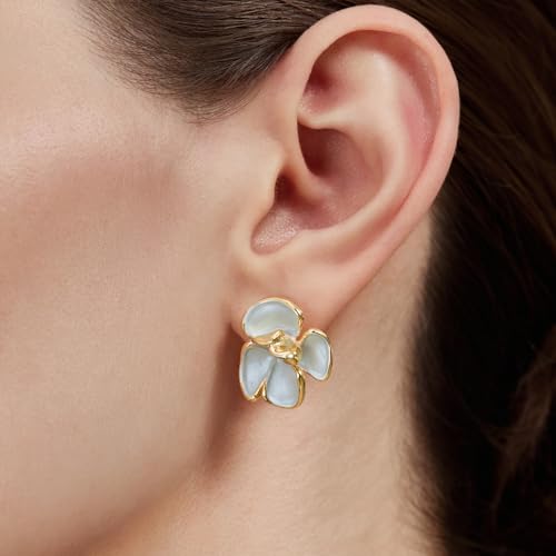 Cicy Bell Flower Earrings for Women 14k Gold Plated Boho Petal Statement Stud Earrings Trendy Jewelry Gifts4