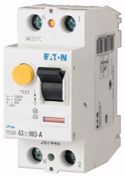 EATON 264280 PFGM-40/2/003 - INTERRUPTOR DIFERENCIAL - Blanco - MANETA NEGRO - 2 polos/40 A / 30 MA - Tipo AC - Conexión de tornillo