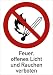 Schild Feuer, offenes Licht und Rauchen verboten gemäß ASR A1.3/ DIN 7010 Alu 185 x 131 mm (Brandgefahr, Kombischild) wetterfest
