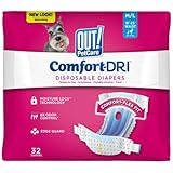 OUT! Disposable Female Dog Diapers | Absorbent Female Dog Diapers with Leak Protection | Female Dogs in Heat, Excitable Urination, or Incontinence | Medium/Large | 32 Count