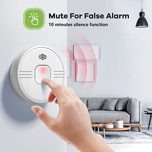 Smoke Detector With Photoelectric Sensor, Fire Alarms Smoke Detector 10 Year Battery Operated With Led Indicator & Silence Button, Smoke Alarm For Home And Kitchen Gw208B, 4 Packs #TOP4