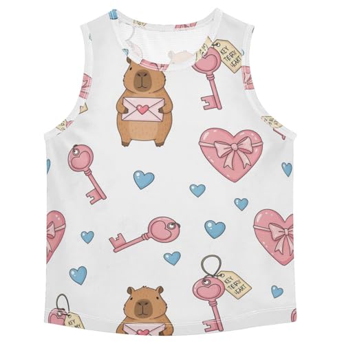 J JOYSAY Capybara Heart Key Boys Tank Top Sleeveless Muscle Shirts Quick Dry Sport Active Workout Kids T-Shirts 3-15T