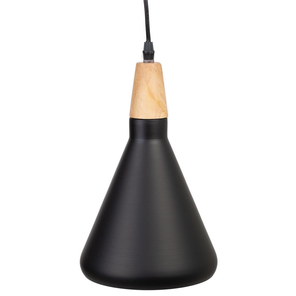Lámpara de techo de madera y metal negra 18x18x31