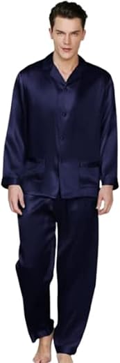 Bella Babe by SK Men Full Sleeve Dark Blue Satin Night Suit