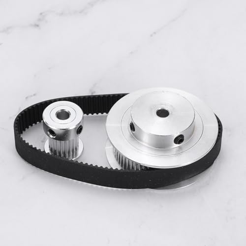 QUARKZMAN GT-2 Synchronrad 20&60 Zähne 5mm Bohrung Aluminiumlegierung Zahnriemenscheibe mit 1 Stück Länge 200mm Breite 10mm Riemen für 3D-Drucker CNC-Maschine (20-60T-5B-10)