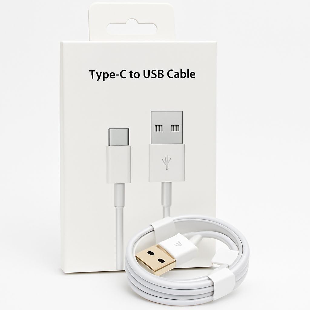 Type-C Turbo Cable 3A 1m – Reinforced White Nylon – Compatible with Android and Apple