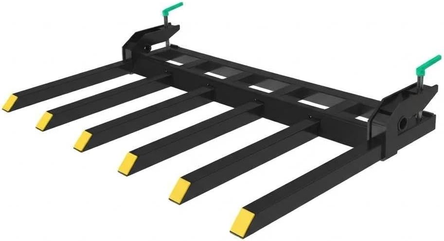 Clamp-On Debris Forks for 60" Loader Bucket – 4000 lbs Heavy Duty Pallet Fork Attachment – Sturdy Steel Construction – Fits Skid Steer/Tractor – Yellow